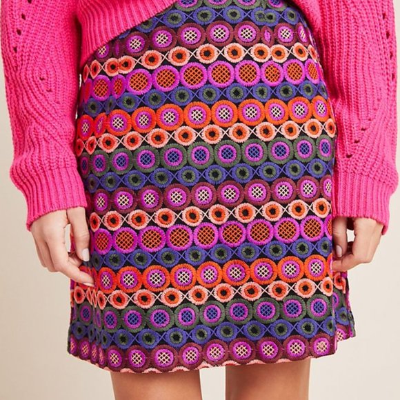 NEW Anthropologie Ellen Embroidered Mini Skirt - Picture 2 of 12